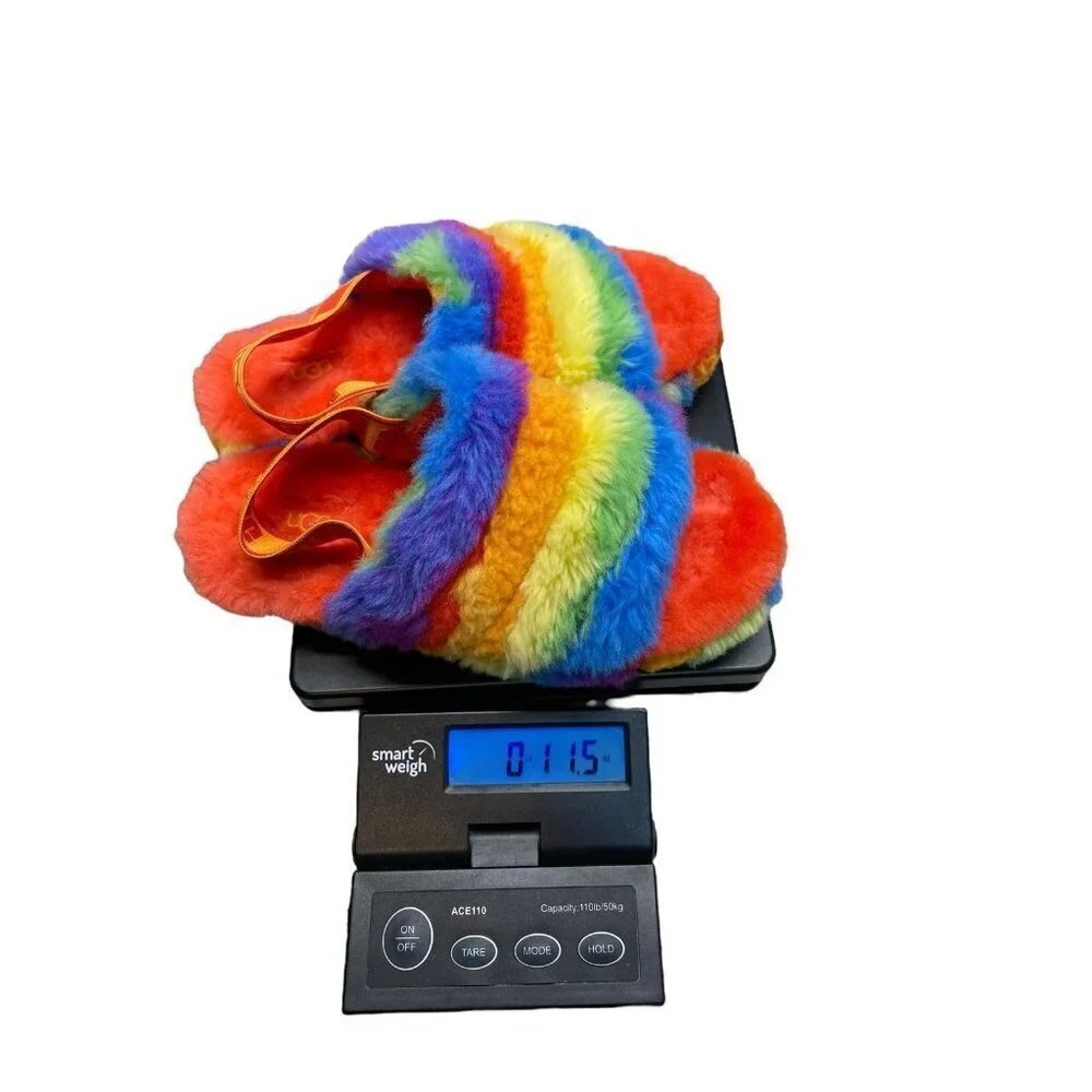 UGG Fluff Yeah Colorful Platform Strap Support Slippers Size 3 Furry